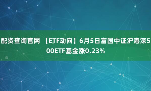 配资查询官网 【ETF动向】6月5日富国中证沪港深500ETF基金涨0.23%